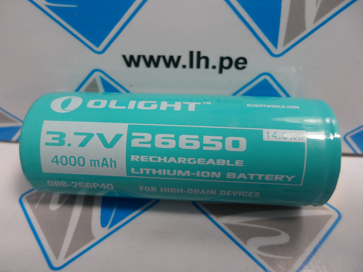 26650      Battery Lithium-Ion rechargeable (3.7V, 4000mAh)